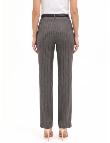Pantaloni Dritti A Righe In Paillettes Rinascimento