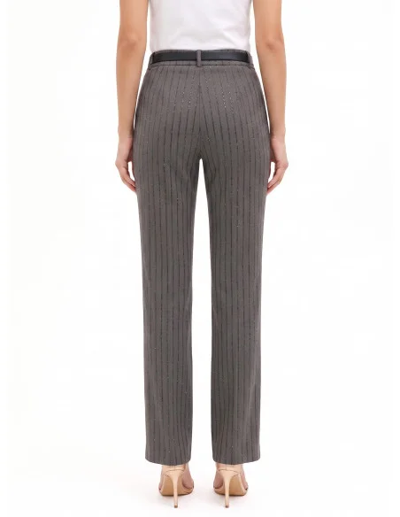 Rinascimento Straight-Leg Striped Sequinned Trousers