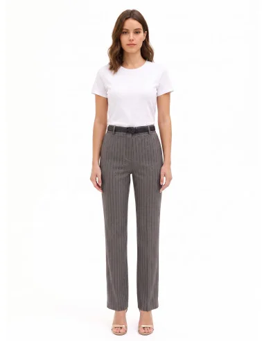 Pantalon droit à rayures et à paillettes « Rinascimento »