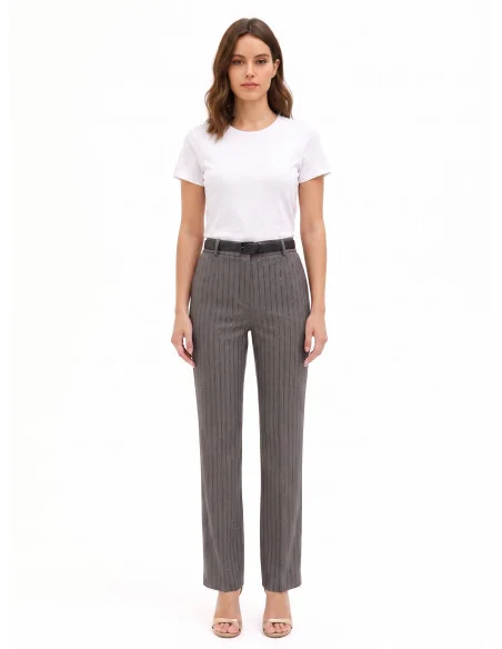 Pantaloni Dritti A Righe In Paillettes Rinascimento