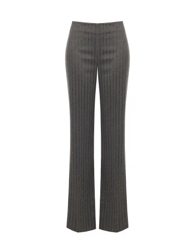 Rinascimento Straight-Leg Striped Sequinned Trousers
