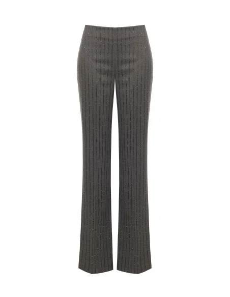 Pantalon droit à rayures et à paillettes « Rinascimento »