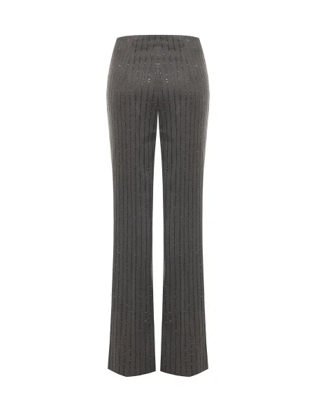 Rinascimento Straight-Leg Striped Sequinned Trousers