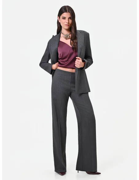 Wide-leg Polyviscose Trousers with Rhinestones by Rinascimento