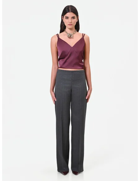 Wide-leg Polyviscose Trousers with Rhinestones by Rinascimento