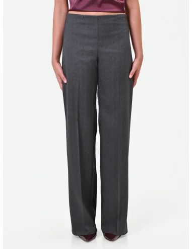 Wide-leg Polyviscose Trousers with Rhinestones by Rinascimento