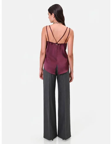 Pantalon ample en polyviscose avec strass « Rinascimento »