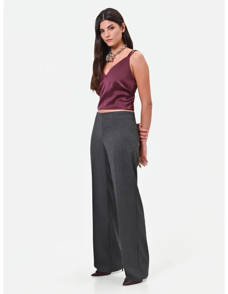 Pantalon ample en polyviscose avec strass « Rinascimento »