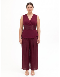 Curvy Palazzo Jumpsuit in Cadi Fabric and Laminated Satin by Rinascimento Curvy