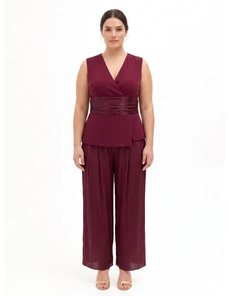 Curvy Palazzo Jumpsuit in Cadi Fabric and Laminated Satin by Rinascimento Curvy