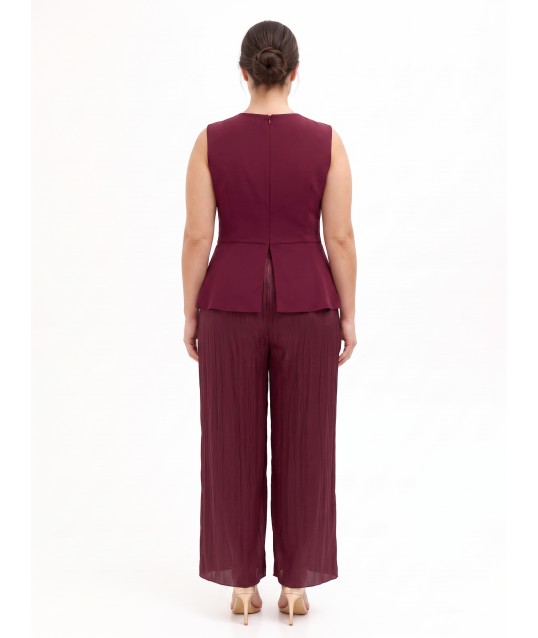 Curvy Palazzo Jumpsuit in Cadi Fabric and Laminated Satin by Rinascimento Curvy