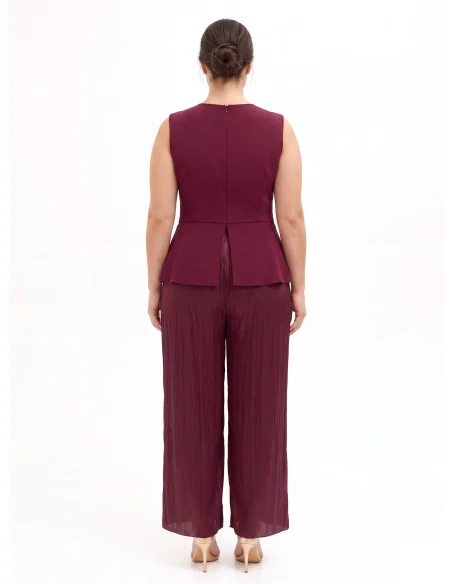 Curvy Palazzo Jumpsuit in Cadi Fabric and Laminated Satin by Rinascimento Curvy