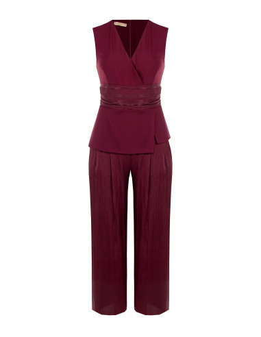 Curvy Palazzo Jumpsuit in Cadi Fabric and Laminated Satin by Rinascimento Curvy