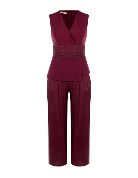 Curvy Palazzo Jumpsuit in Cadi Fabric and Laminated Satin by Rinascimento Curvy