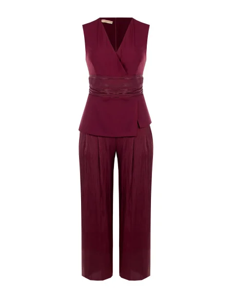 Curvy Palazzo Jumpsuit in Cadi Fabric and Laminated Satin by Rinascimento Curvy