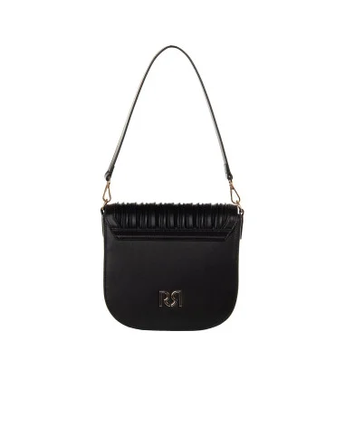 Pleated Faux Leather Shoulder Bag with 2 Removable Straps Rinascimento