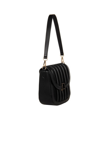 Pleated Faux Leather Shoulder Bag with 2 Removable Straps Rinascimento