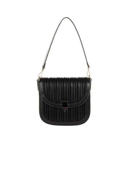 Pleated Faux Leather Shoulder Bag with 2 Removable Straps Rinascimento