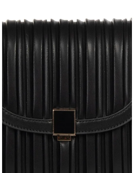 Pleated Faux Leather Shoulder Bag with 2 Removable Straps Rinascimento