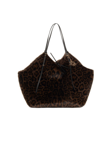 Maxi sac cabas en fausse fourrure à imprimé léopard avec pochette intérieure Rinascimento