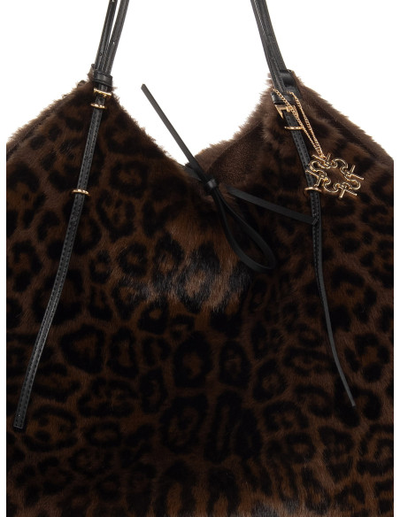 Maxi sac cabas en fausse fourrure à imprimé léopard avec pochette intérieure Rinascimento