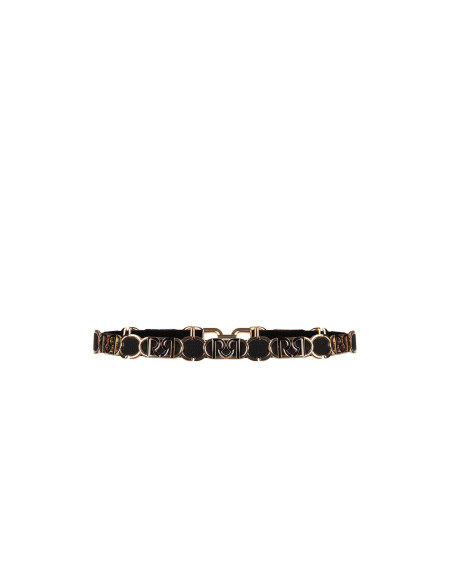 Slim, Stretch Belt with Rr Rinascimento Logo Buckles - Vestiti Firm...