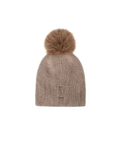 Cuffia In Misto Viscosa E Lana Con Cristalli Cabochon E Pon Pon In Pelliccia Sintetica Rinascimento 2
