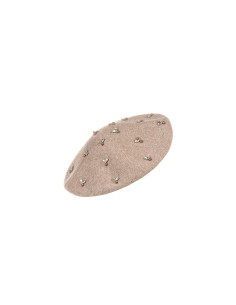 Viscose and Wool Blend Beret with Rinascimento Cabochon Crystals - ...