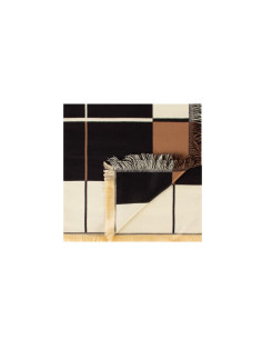 Écharpe en viscose mélangée, à carreaux tricolores et frangée, Rina...