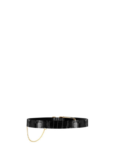Genuine Leather Crocodile-Effect Belt with Chain Rinascimento