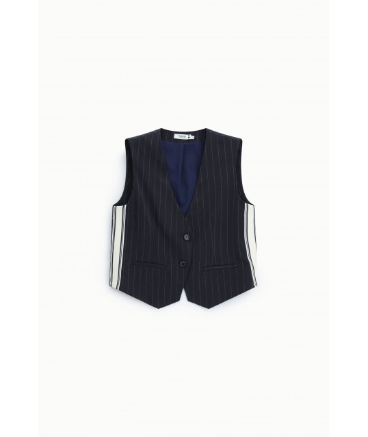 Gilet A Righe Con Chiusura A Due Bottoni Please