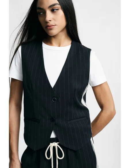 Gilet A Righe Con Chiusura A Due Bottoni Please