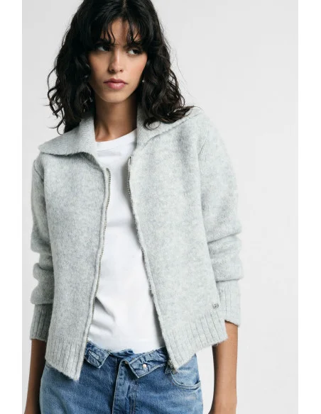Cardigan Zip Con Collo Polo E Maniche Lunghe Please