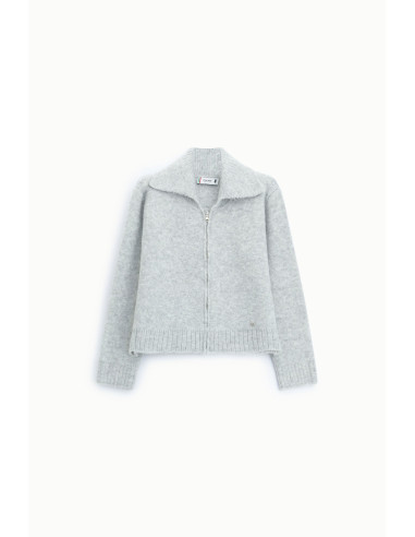 Cardigan Zip Con Collo Polo E Maniche Lunghe Please