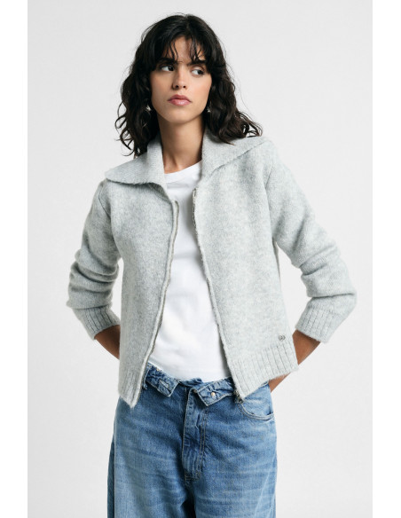 Cardigan Zip Con Collo Polo E Maniche Lunghe Please