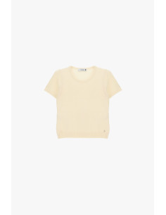 Please, a ribbed crew-neck top with short sleeves