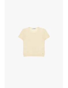 Please, a ribbed crew-neck top with short sleeves