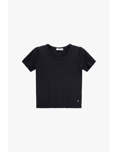 Please, a ribbed crew-neck top with short sleeves