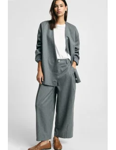 Pantaloni Palazzo Crop Gessati A Vita Alta Please