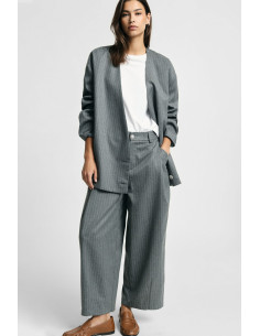 Please High-Waisted Pinstriped Cropped Palazzo Trousers