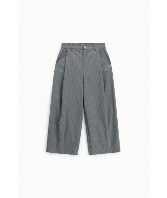 Pantalon palazzo court à rayures, taille haute, Please