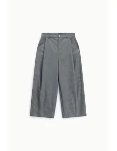 Pantaloni Palazzo Crop Gessati A Vita Alta Please 2