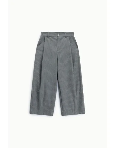 Pantaloni Palazzo Crop Gessati A Vita Alta Please