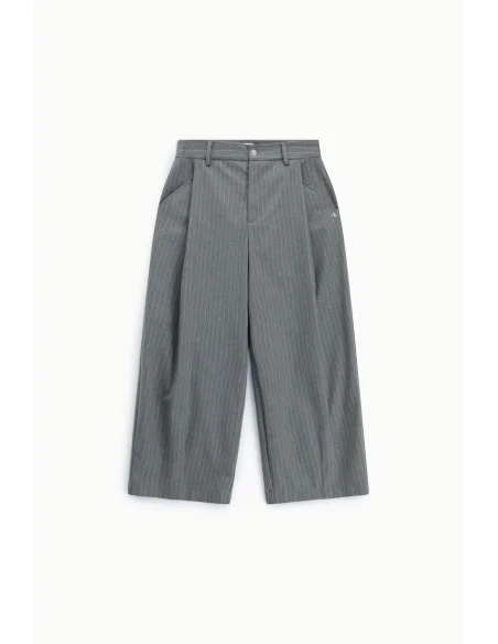 Pantalon palazzo court à rayures, taille haute, Please