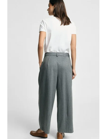 Pantalon palazzo court à rayures, taille haute, Please