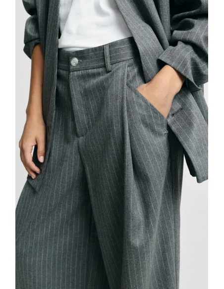 Please High-Waisted Pinstriped Cropped Palazzo Trousers