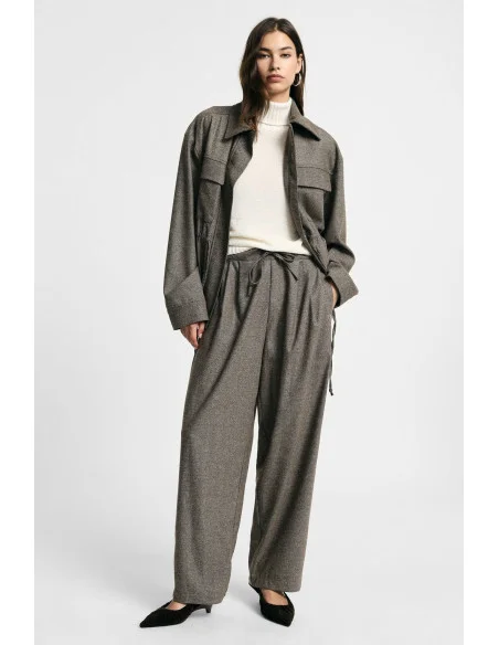 Pantalon palazzo à pinces et ceinture réglable Please