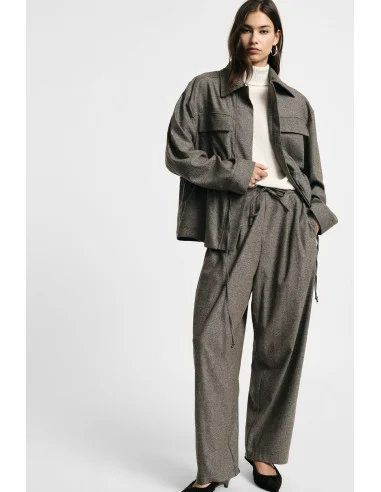 Pantalon palazzo à pinces et ceinture réglable Please