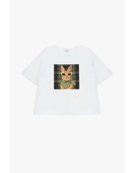 T-Shirt A Maniche Corte Stampa Coniglio Bandana Please