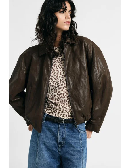 Leather Jacket Regular-Fit Collo Classico Zip Please
